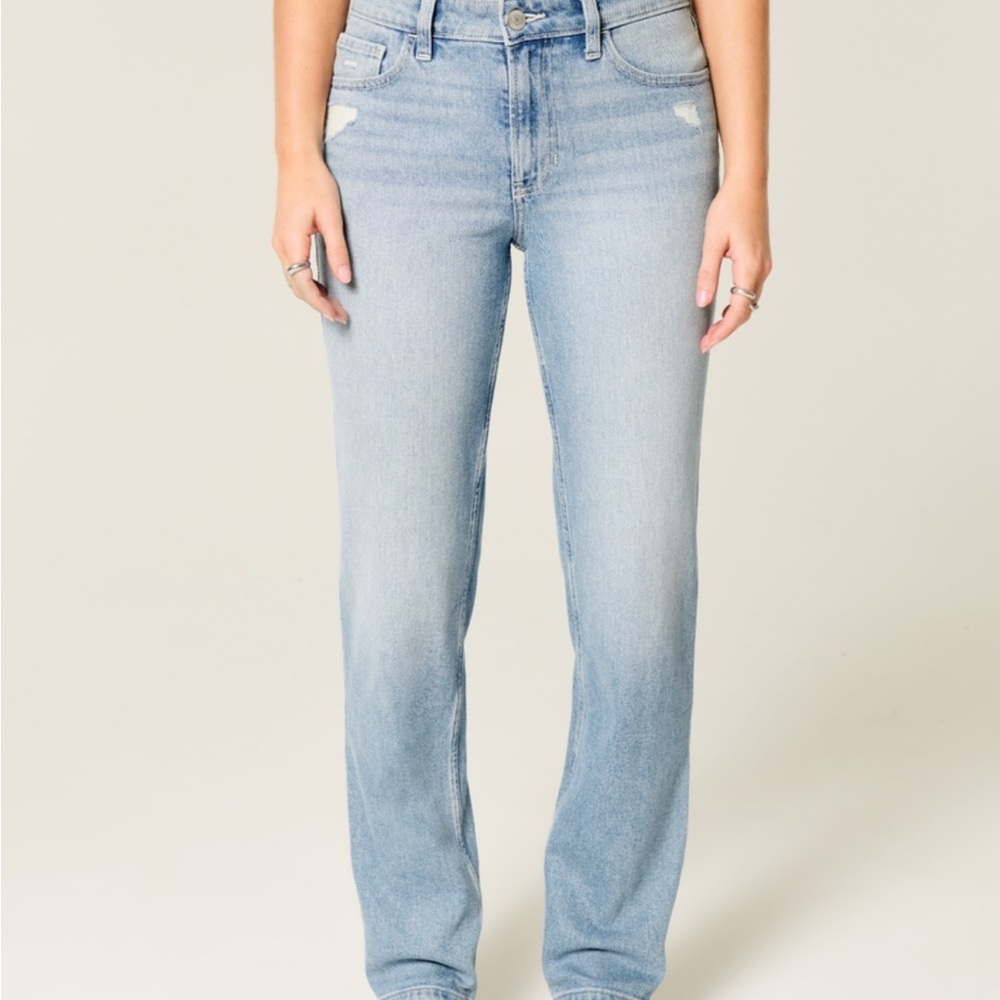 Hollister Women's Light Blue Straight Leg Jeans